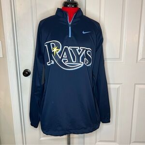 Nike Tampa Bay Rays Vented Pullover Jacket Navy Blue Lightweight 1/4 Zip Mens L